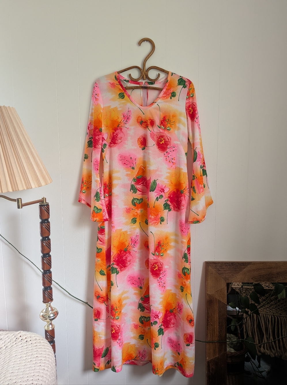 Vintage Floral Bell Sleeve Dress